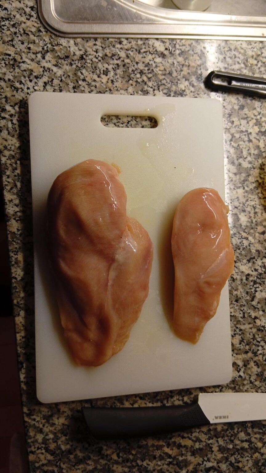 Found this eerily big chicken breast at Denner. This can't be normal right? It was unlabeled too