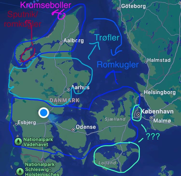 Badly made rum ball/truffle map for Denmark (minus Bornholm)