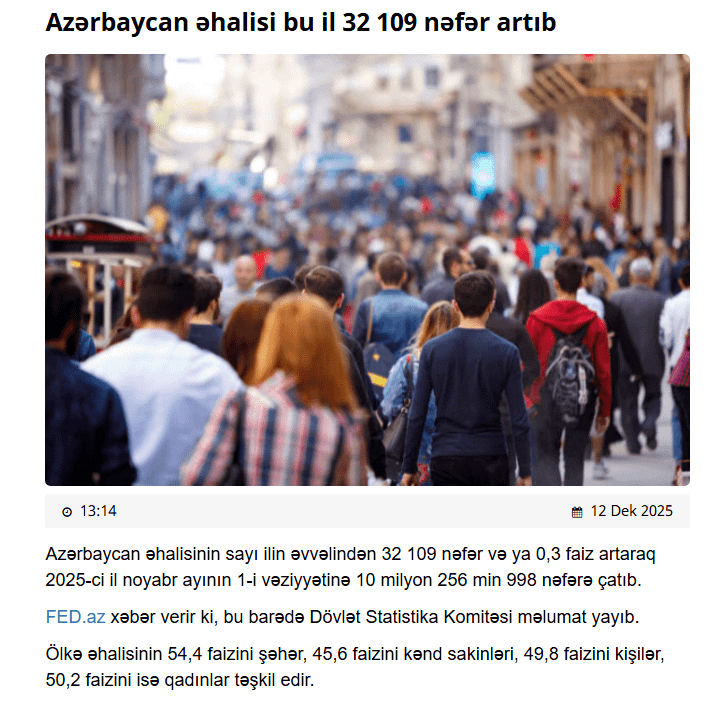How is this possible? Azerbaijan's total fertility rate (TFR) is below replacement level and out-migration is high. But the country's population is growing. So they write random numbers?