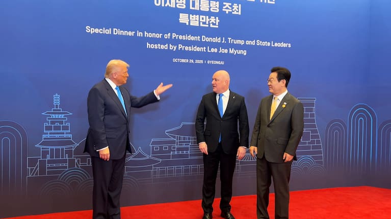Prime Minister Christopher Luxon has had his first face to face encounter with US President Donald Trump at a leaders' dinner hosted at the APEC Summit in South Korea.  