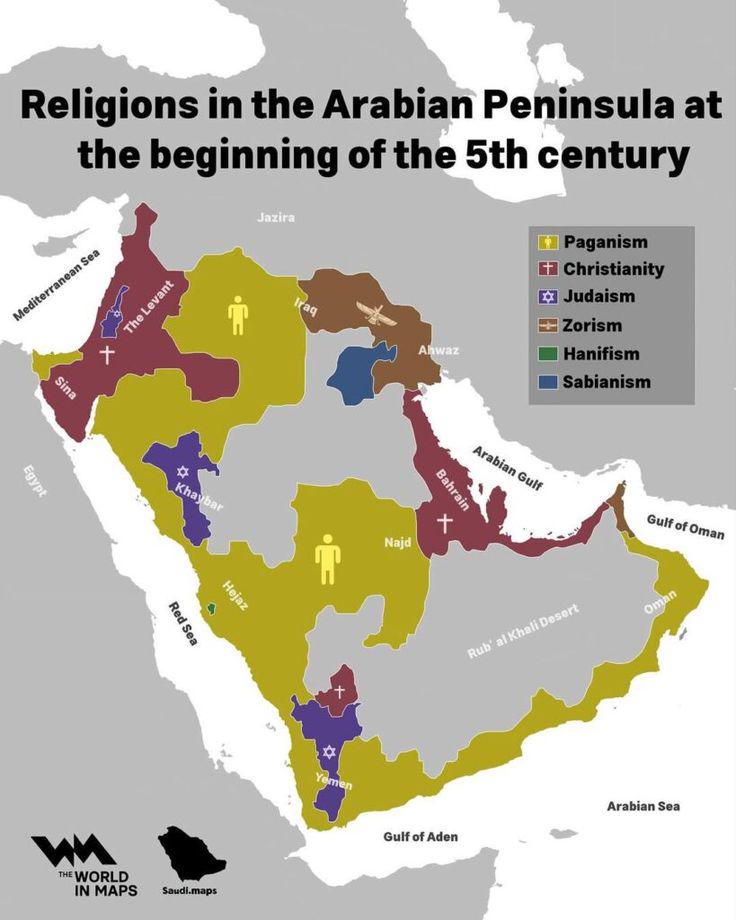 Religions in the Arabian Peninsula at the beginning of the 5th century