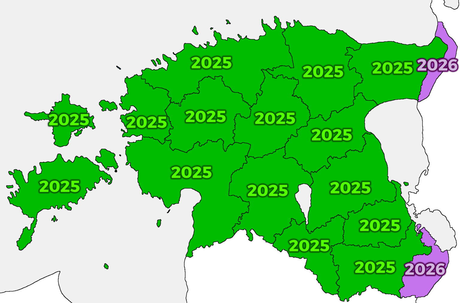 What year is it now in Estonian counties?