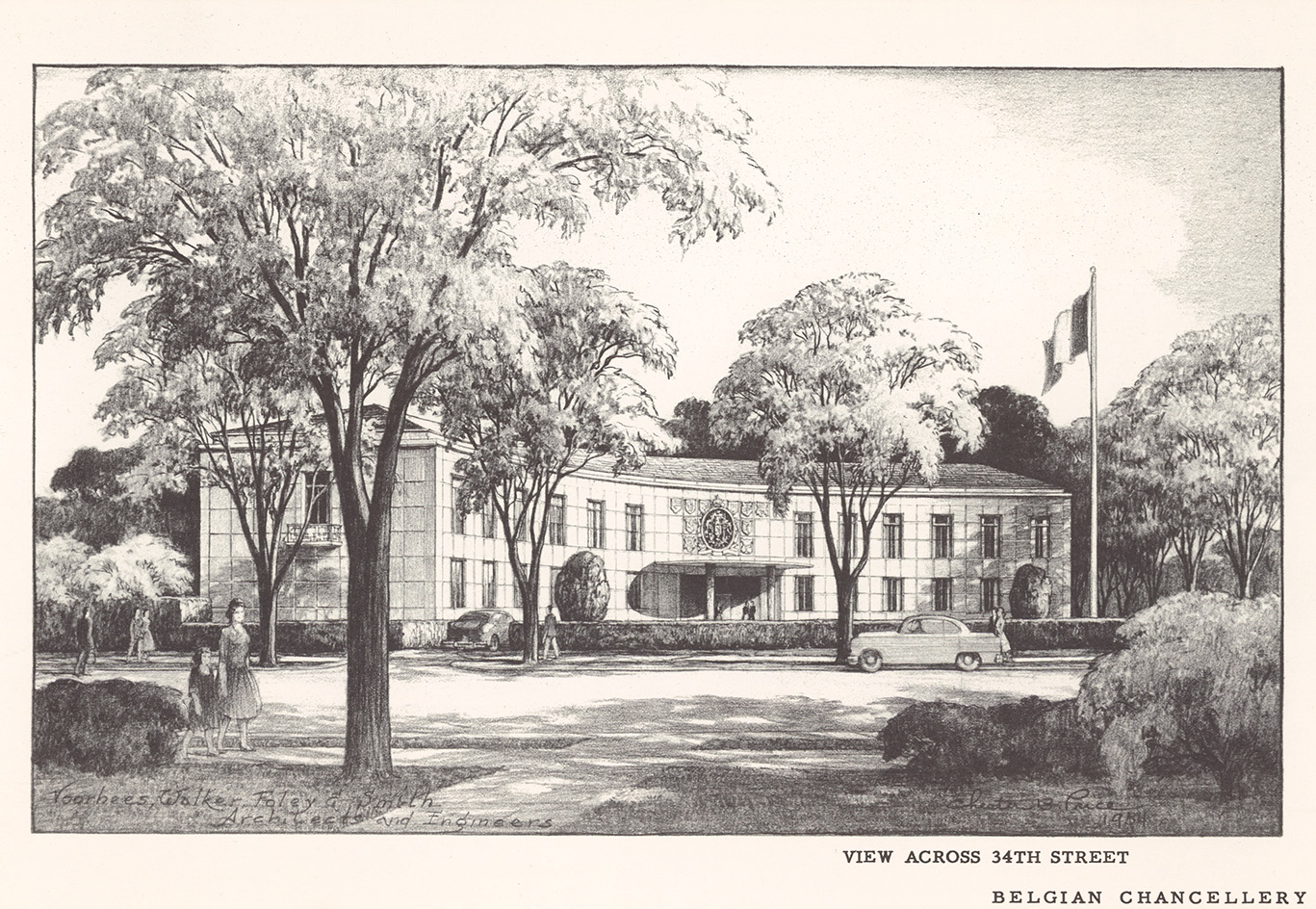 The Washington chancery, 1954 - &copy; Hugo Van Kuyck (FelixArchief, Architect Hugo Van Kuyck, 28#9562, Presentation booklet Belgian Chancellery)