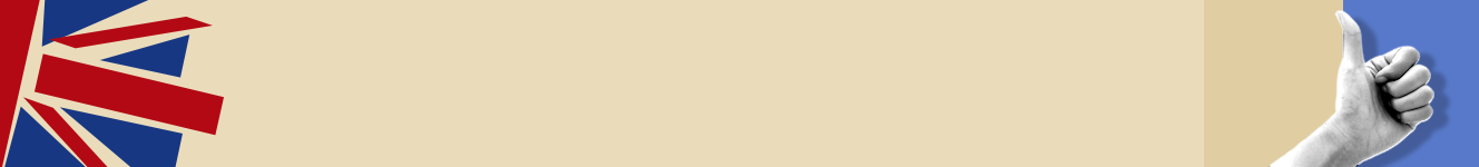 Illustration of a Union Jack flag on the left, a thumbs-up hand sign on the right, and a beige background.