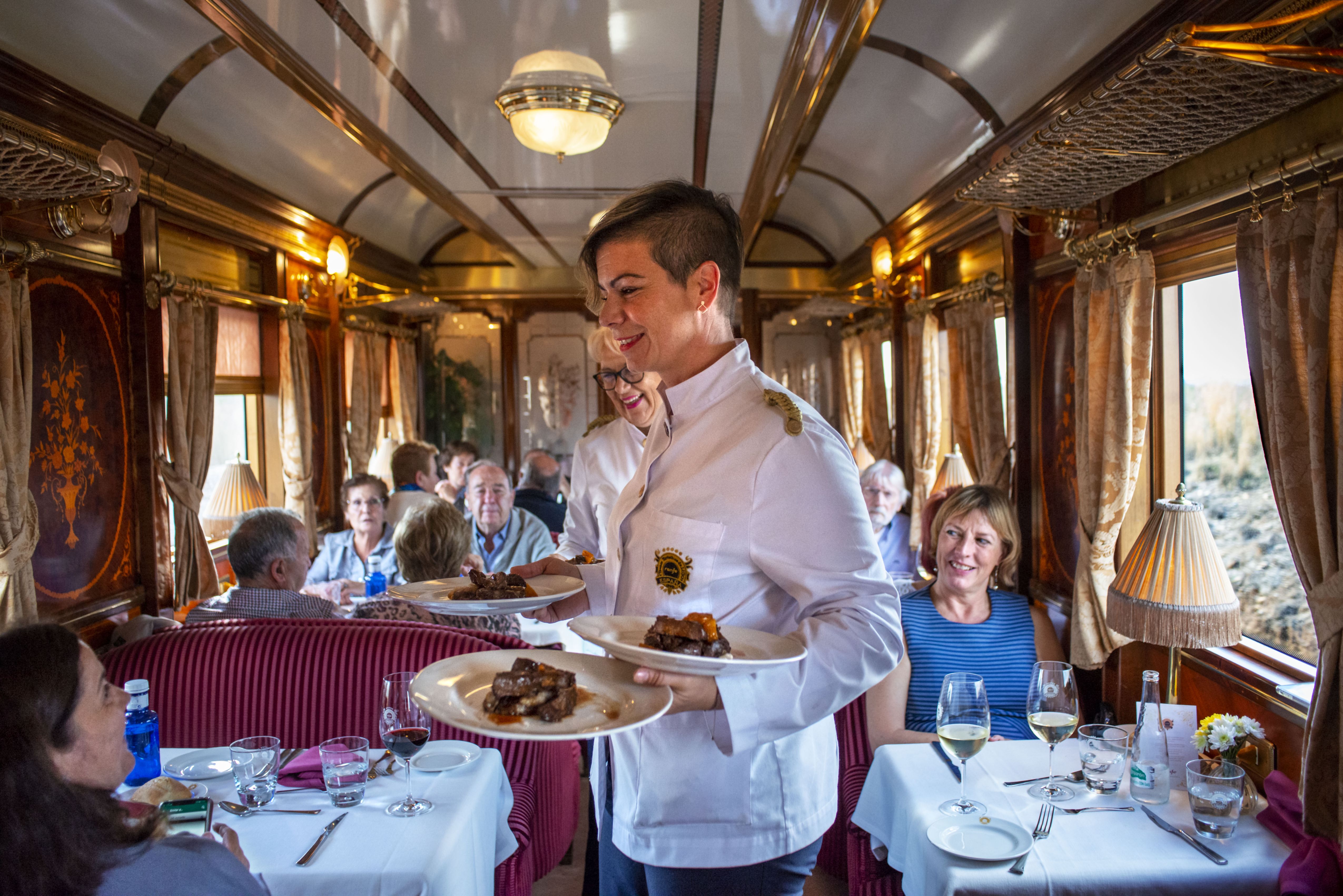 Gourmet dishes being served to passengers on the Al-Andalus luxury train.