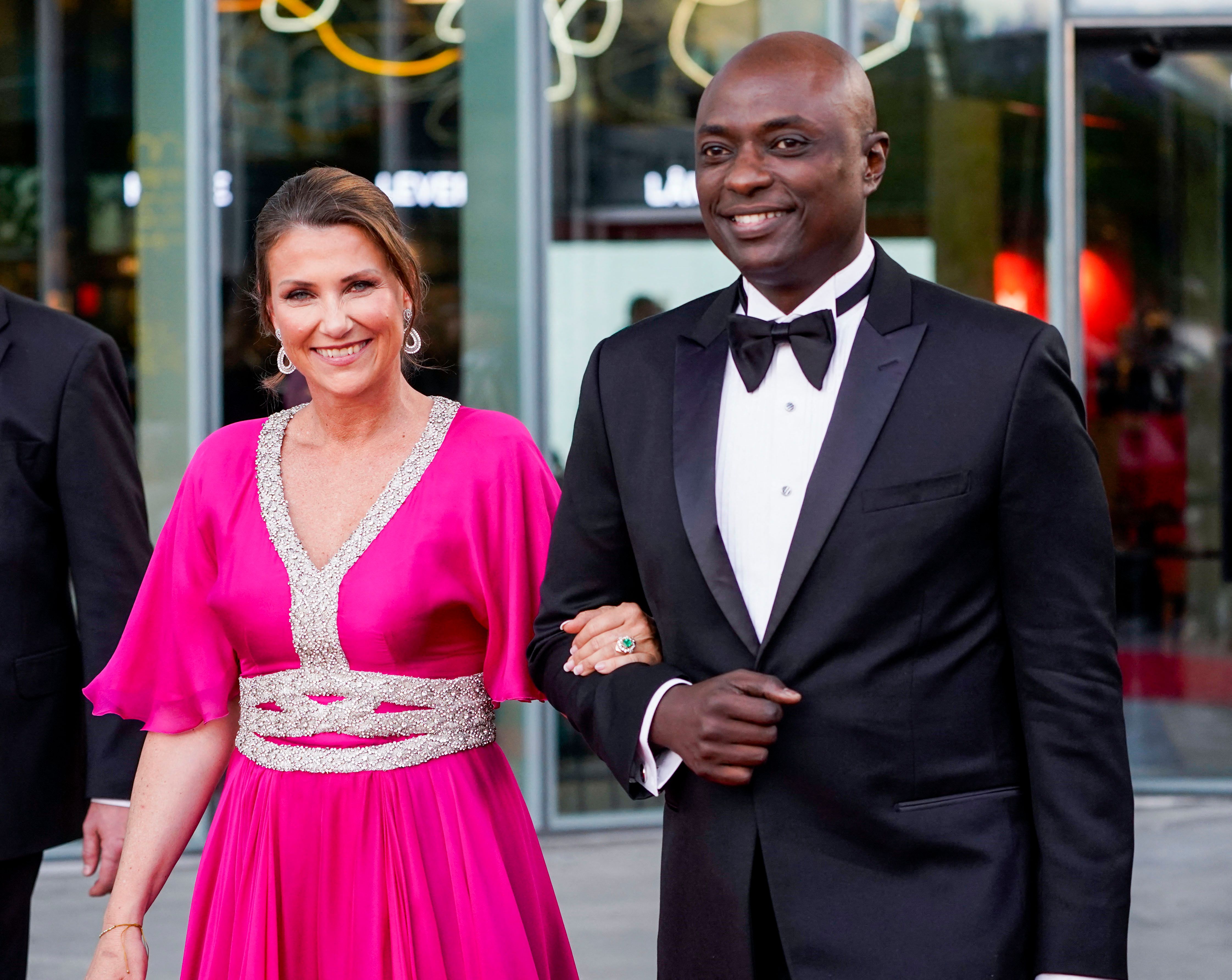 Princess Martha Louise of Norway and Durek Verrett, her fiancé, after a government event.