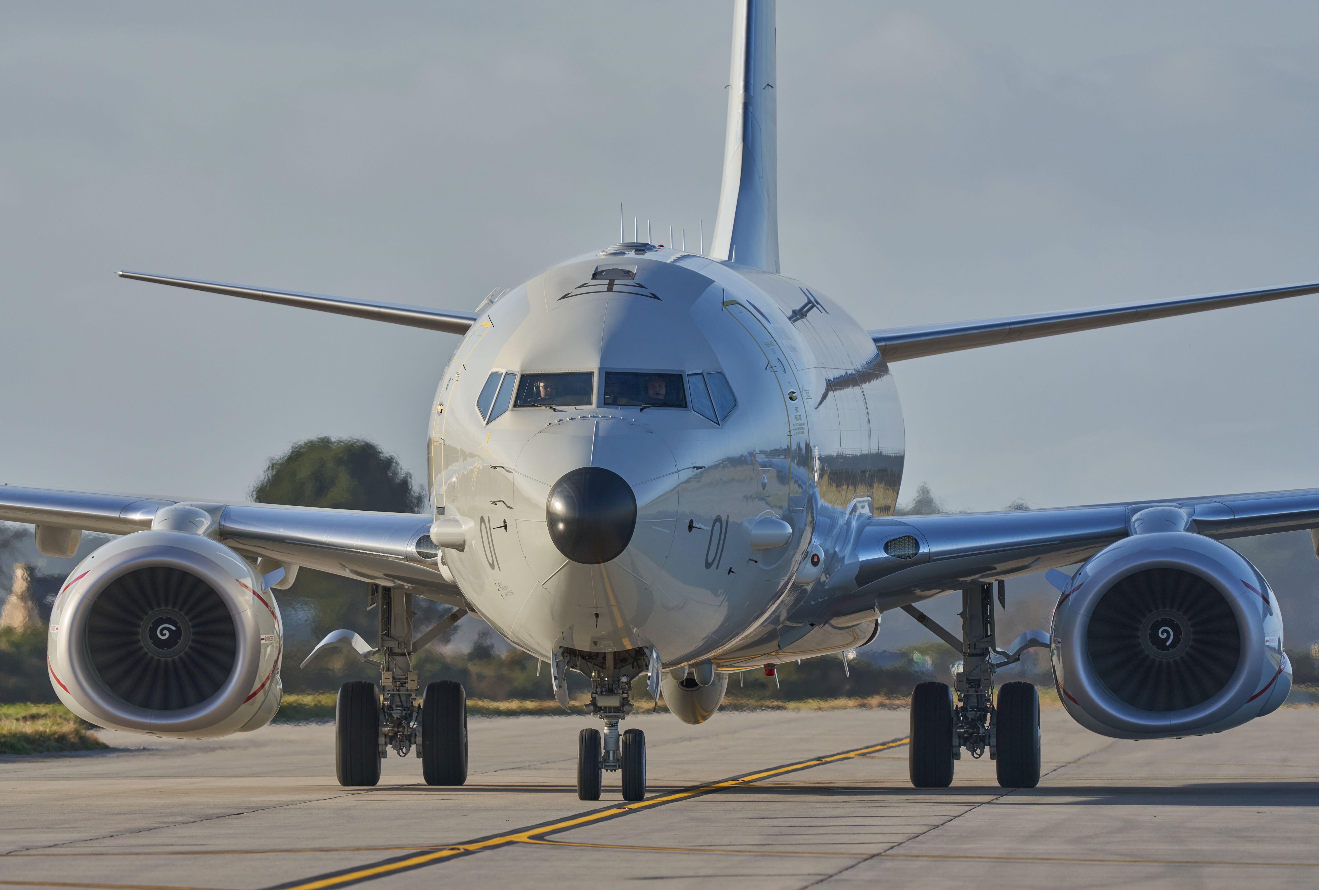 The RAF Posedion multi-role maritime patrol aircraft on the tarmac.