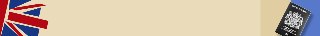 Illustration of a fragmented Union Jack flag on the left and a British passport on the right.