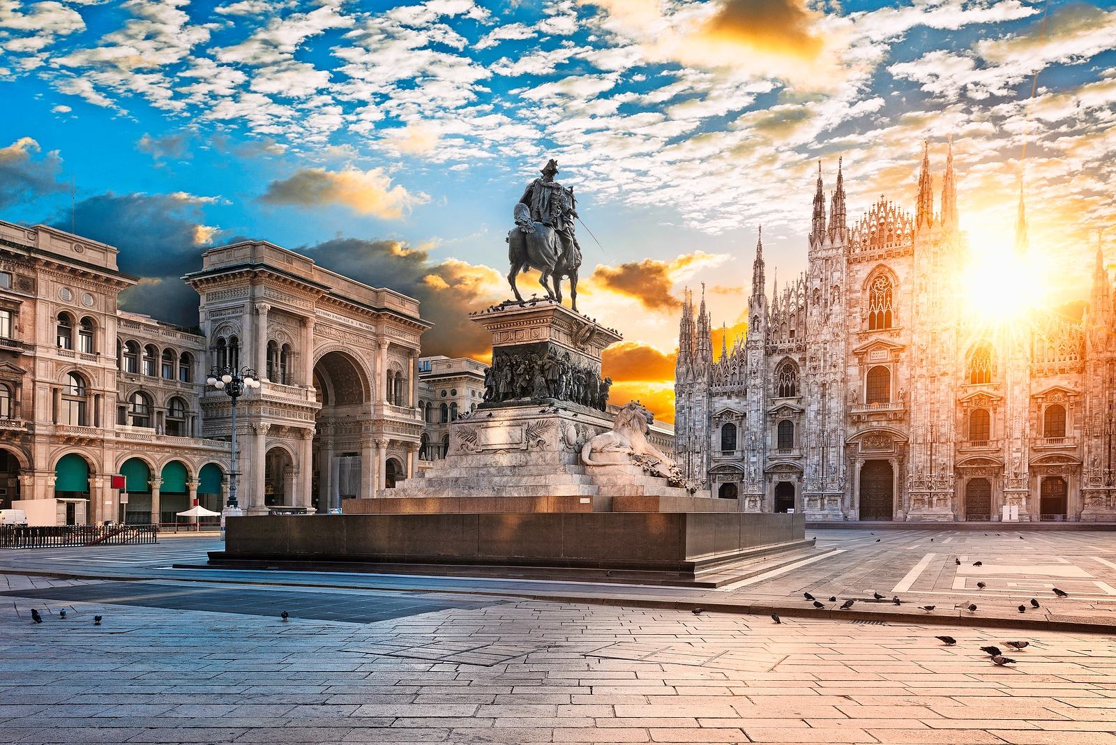 Duomo at sunrise in Milan, Italy.