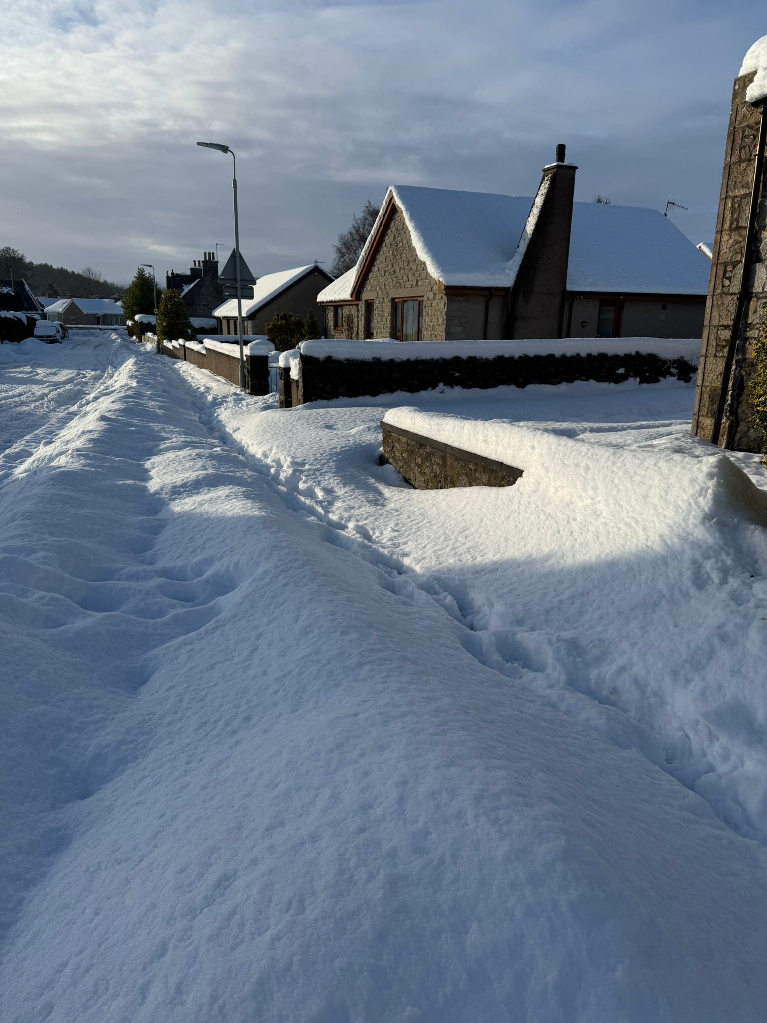 Handout photo of snow in Insch, Aberdeenshire, which has seen 30cm (just under 1ft) of snow. Picture date