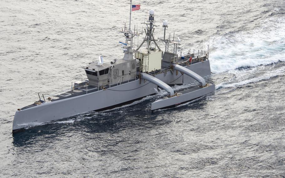 A sea drone transits the ocean.