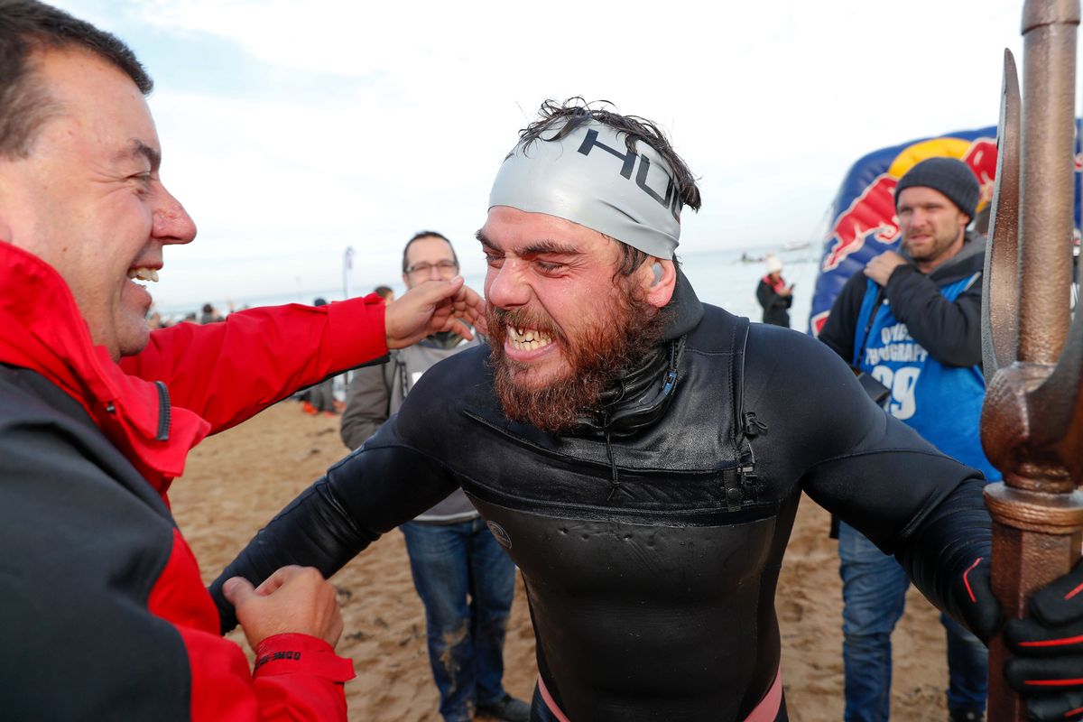 Ross after finishing his 'Great British Swim' in 2018, an historic 2,000 mile swim around Great Britain