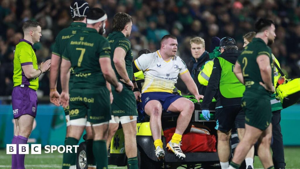 Leinster's Jack Boyle leaves the field injured against Connacht