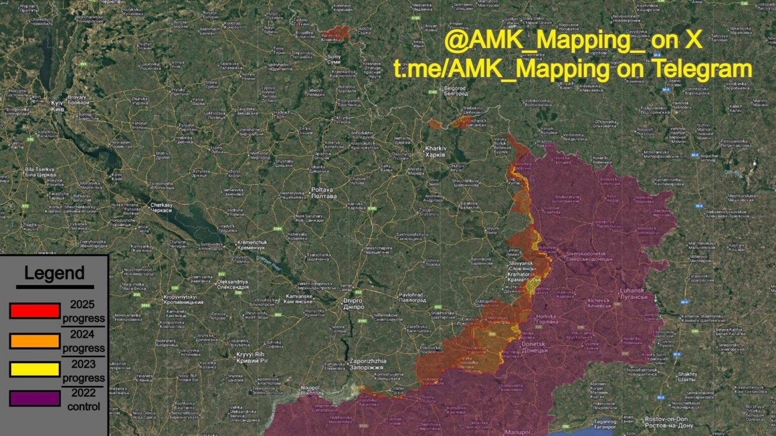 Russian advance in Ukraine over years