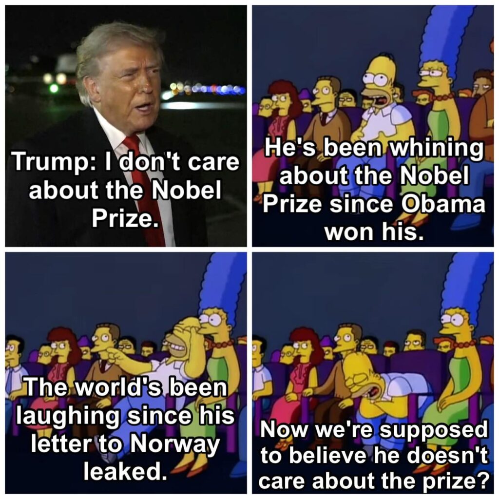 Big alpha crybaby says he doesn't care about his Noble Peace Binky