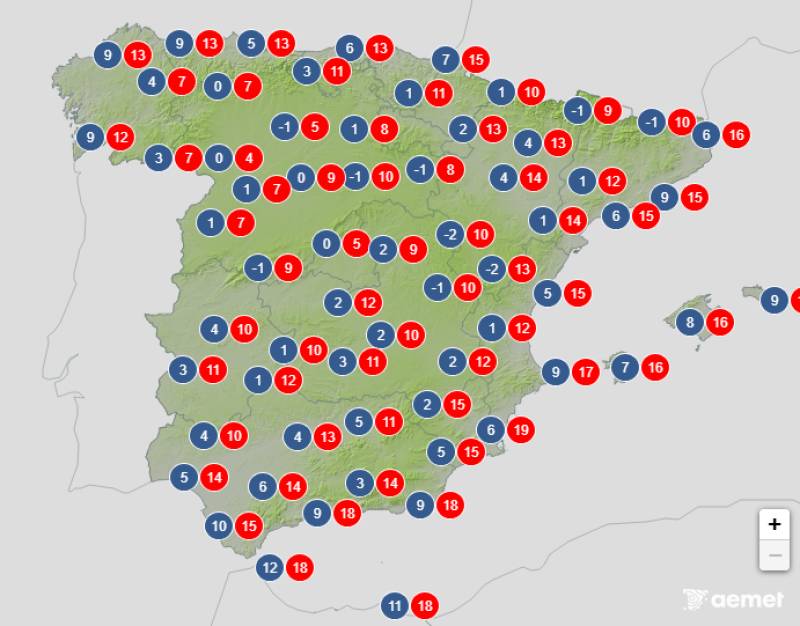 Wind drops, but so do temperatures: Spain weather forecast January 12-15