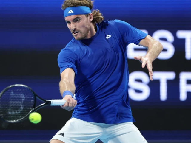 greece s stefanos tsitsipas played his first match in almost four months as he beat japan s shintaro mochizuki photo afp