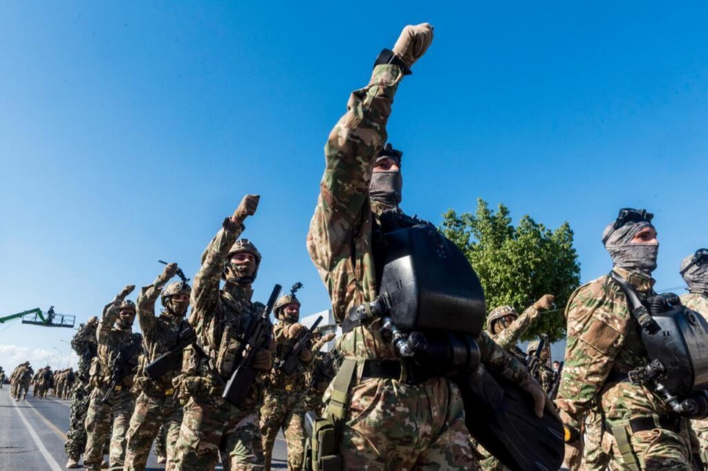 Greek Cypriot soldiers march during a military parade in Nicosia, October 1, 2025. (AFP Photo)