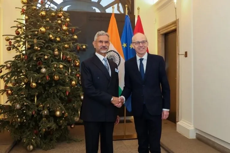 External Affairs Minister S Jaishankar with Prime Minister Luc Frieden of Luxembourg