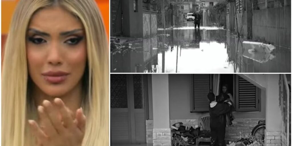 Brikena breaks down in tears when she hears about the floods in Albania