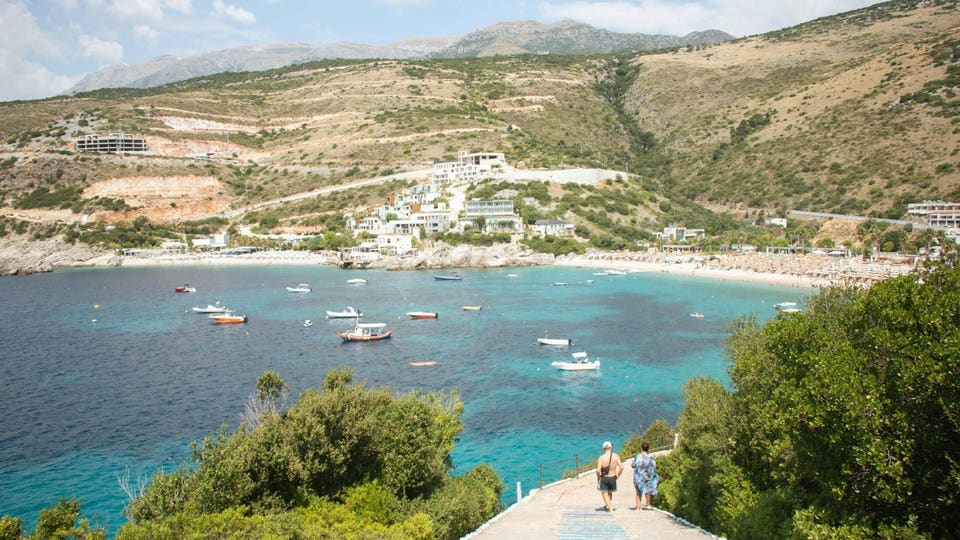Hillsides and bay in Vlöre, Albania