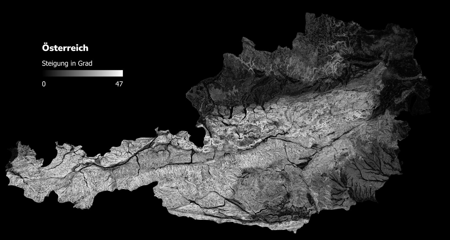Austria with a difference: terrain gradient in degrees