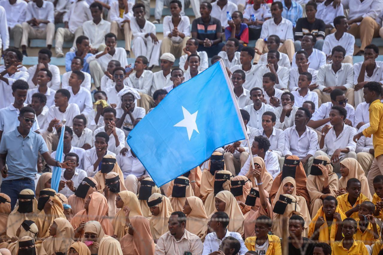 Residents wave Somali flags as they attend a rally denouncing Israel’s recent announcement recognizing the breakaway Somaliland region, at Mogadishu Stadium in Mogadishu, Dec. 30, 2025. (AFP Photo)
