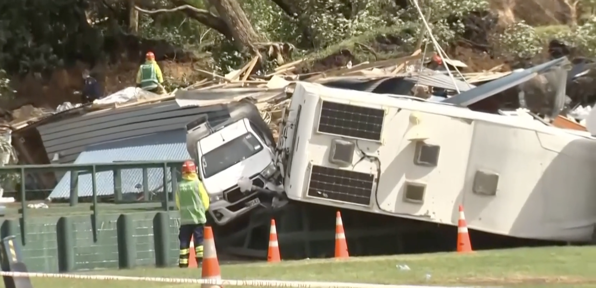 The scene of the landslide in New Zealand