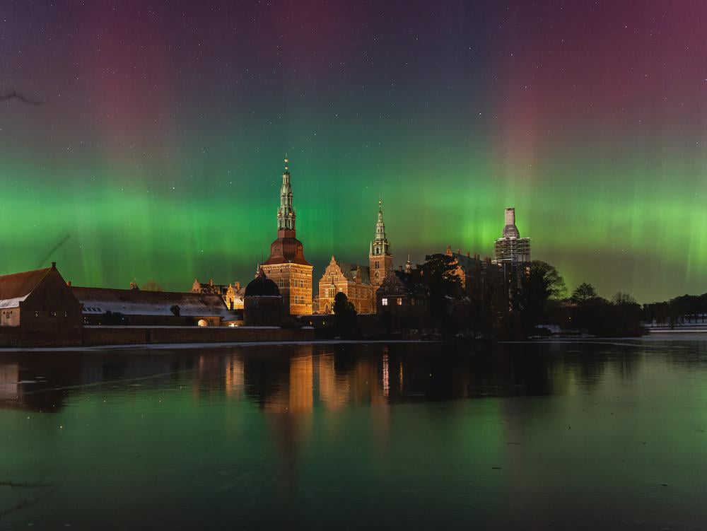 Northern Lights over Frederiksborg Castle in Hillerød. (Photo: © Ann Jørgensen)