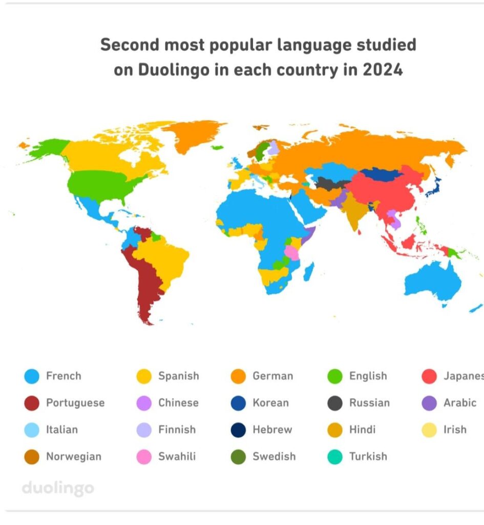 Second language studied in Spain on Duolingo 😒