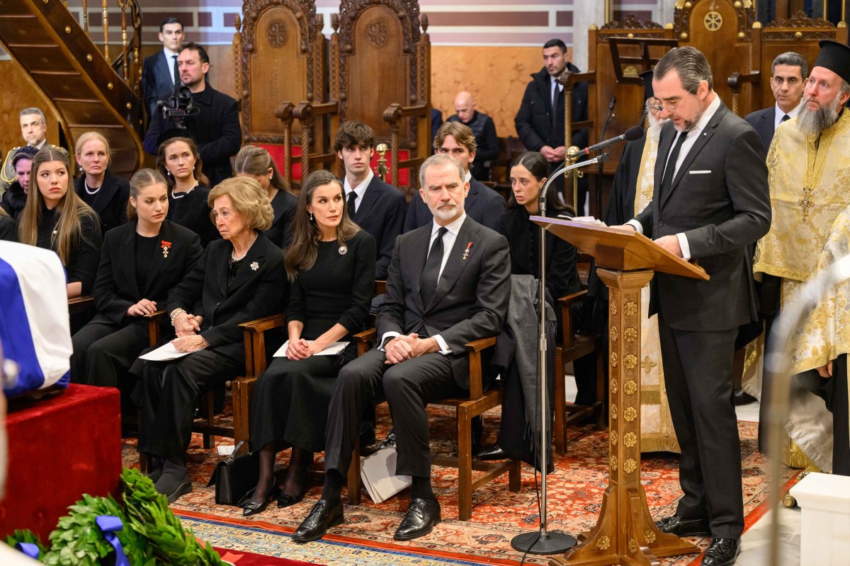 Members of the Greek and Spanish royal families attend the funeral of Princess Irene of Greece and Denmark in Athens on January 19, 2026 (Studio Kominis)