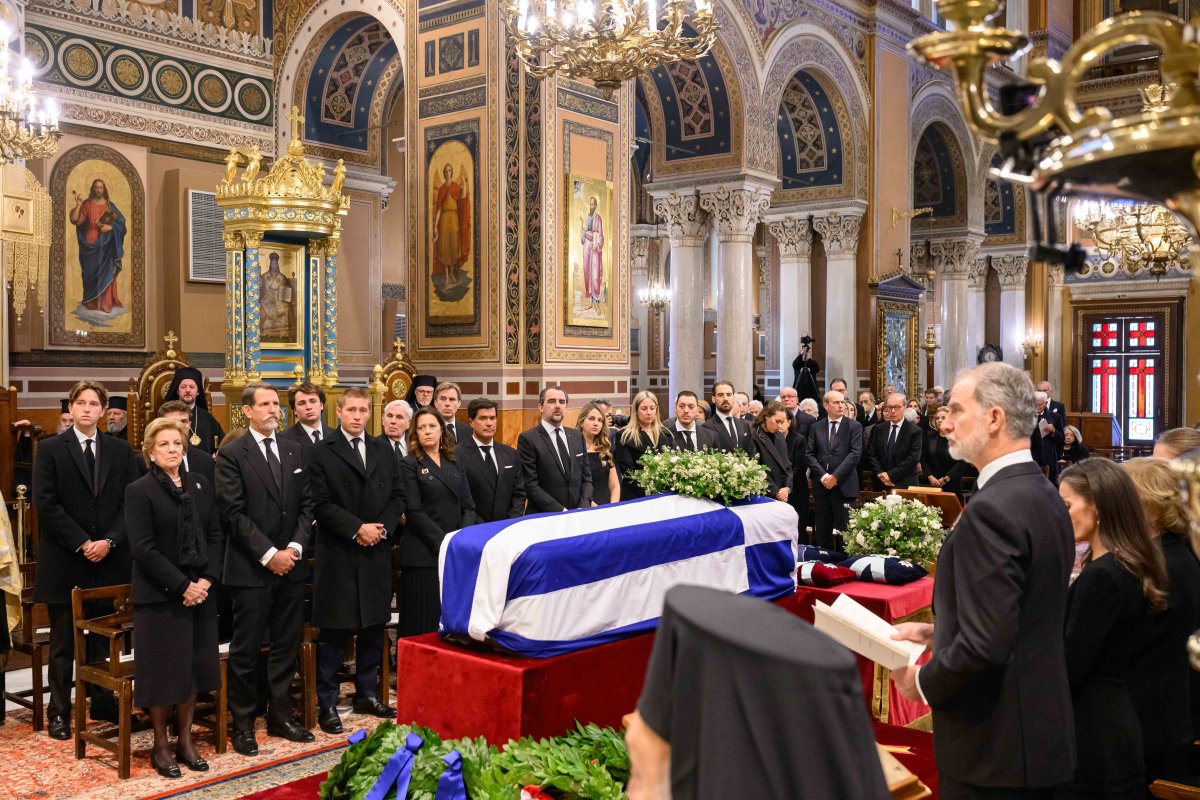 Members of the Greek and Spanish royal families attend the funeral of Princess Irene of Greece and Denmark in Athens on January 19, 2026 (Studio Kominis)