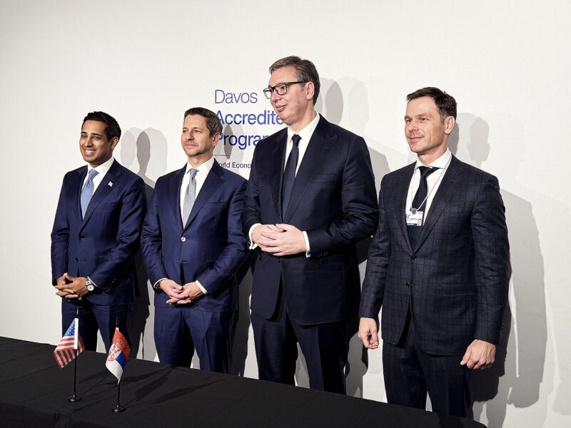 Archer Founder and CEO Adam Goldstein and Chief Commercial Officer Nikhil Goel at the World Economic Forum in Davos, Switzerland