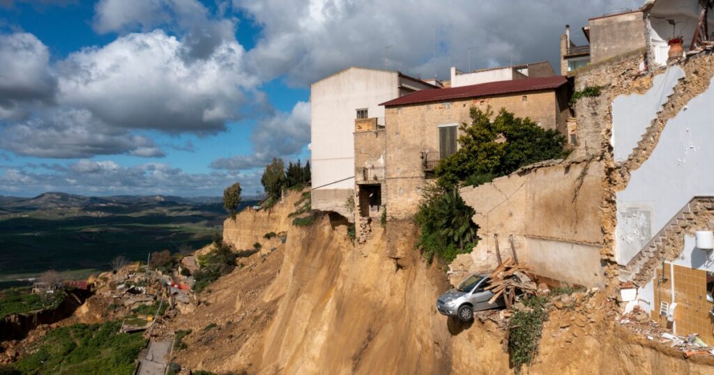 Huge landslide leaves Sicilian homes teetering on cliff edge as 1,500 people are evacuated