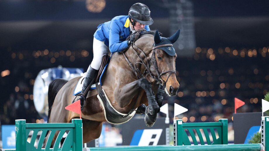 Pictured German showjumping Christian Ahlmann jumping stallion D'Aganix 2000 Z.