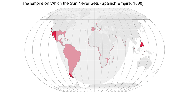 [OC] Animation of the Empire on Which the Sun Never Sets (Spanish Empire, 1590)