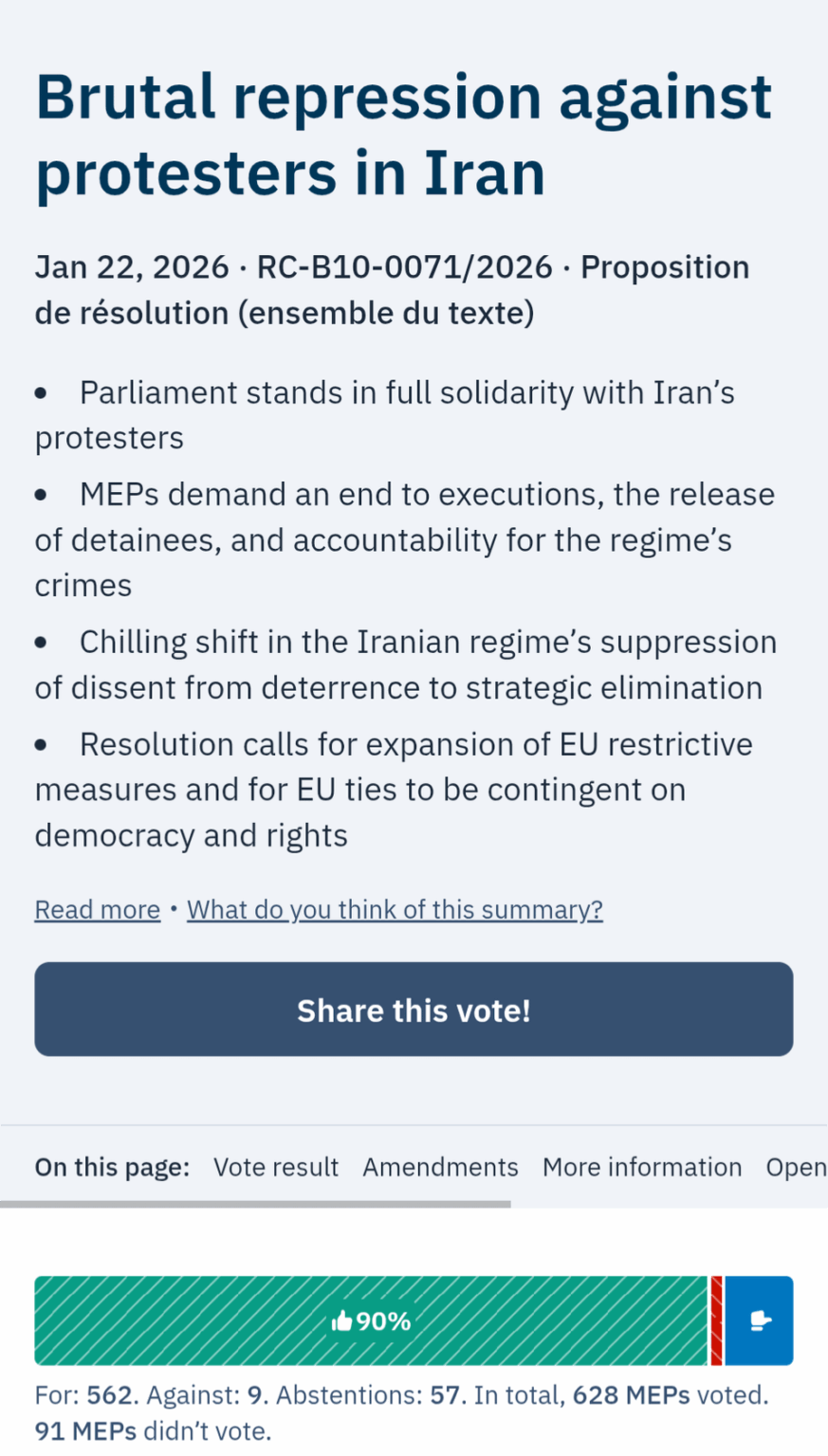 Catarina Martins abstains in the EU on brutal repression in Iran