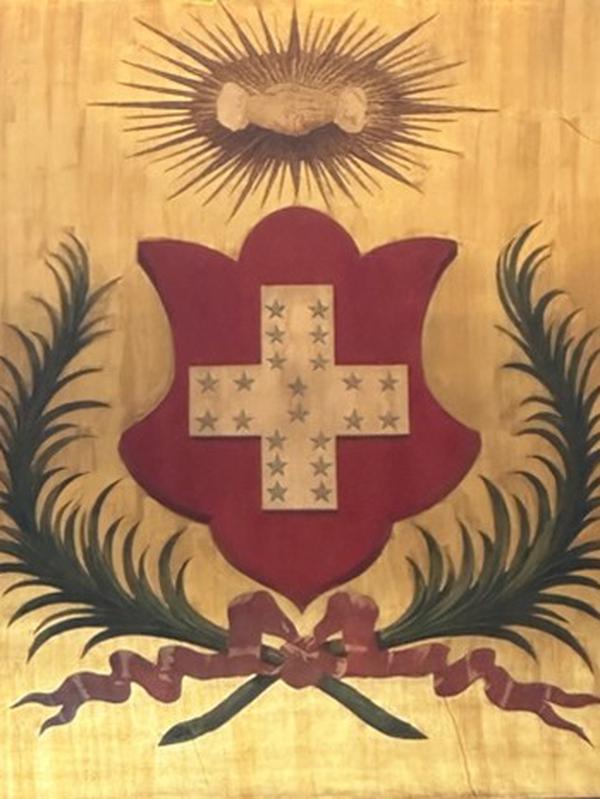 Detail of the Swiss coat of arms in the Stock Exchange building in Porto.