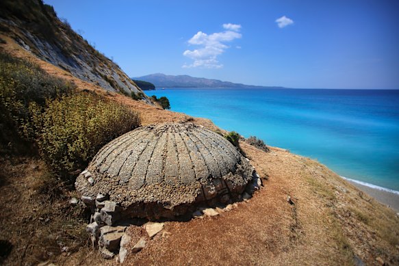 There are 173,000 bunkers scattered throughout Albania … a bunker above Pasqyra, or Mirror Beach.
