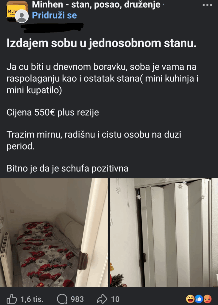 "In Germany, you can rent a 100 square meter apartment in the city center for 500 euros"