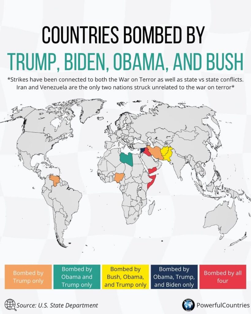 Countries Bombed by Trump, Biden, Obama and Bush