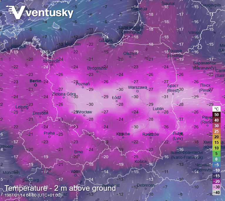 Temperatures on January 14, 1987 — a map for everyone who thinks it’s been cold these days