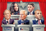 Republicans John Cornyn, Ken Paxton and Wesley Hunt and Democrats Jasmine Crockett and James...