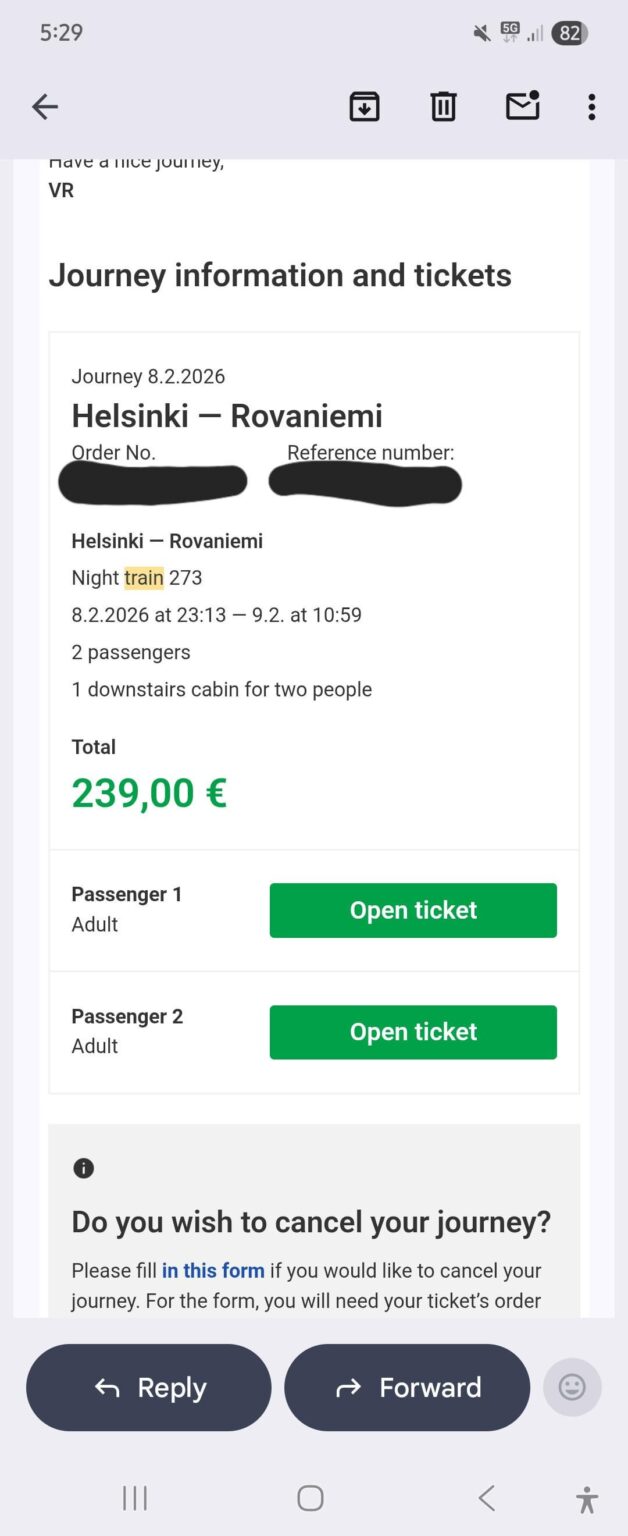 VR Sleeper Train Tickets