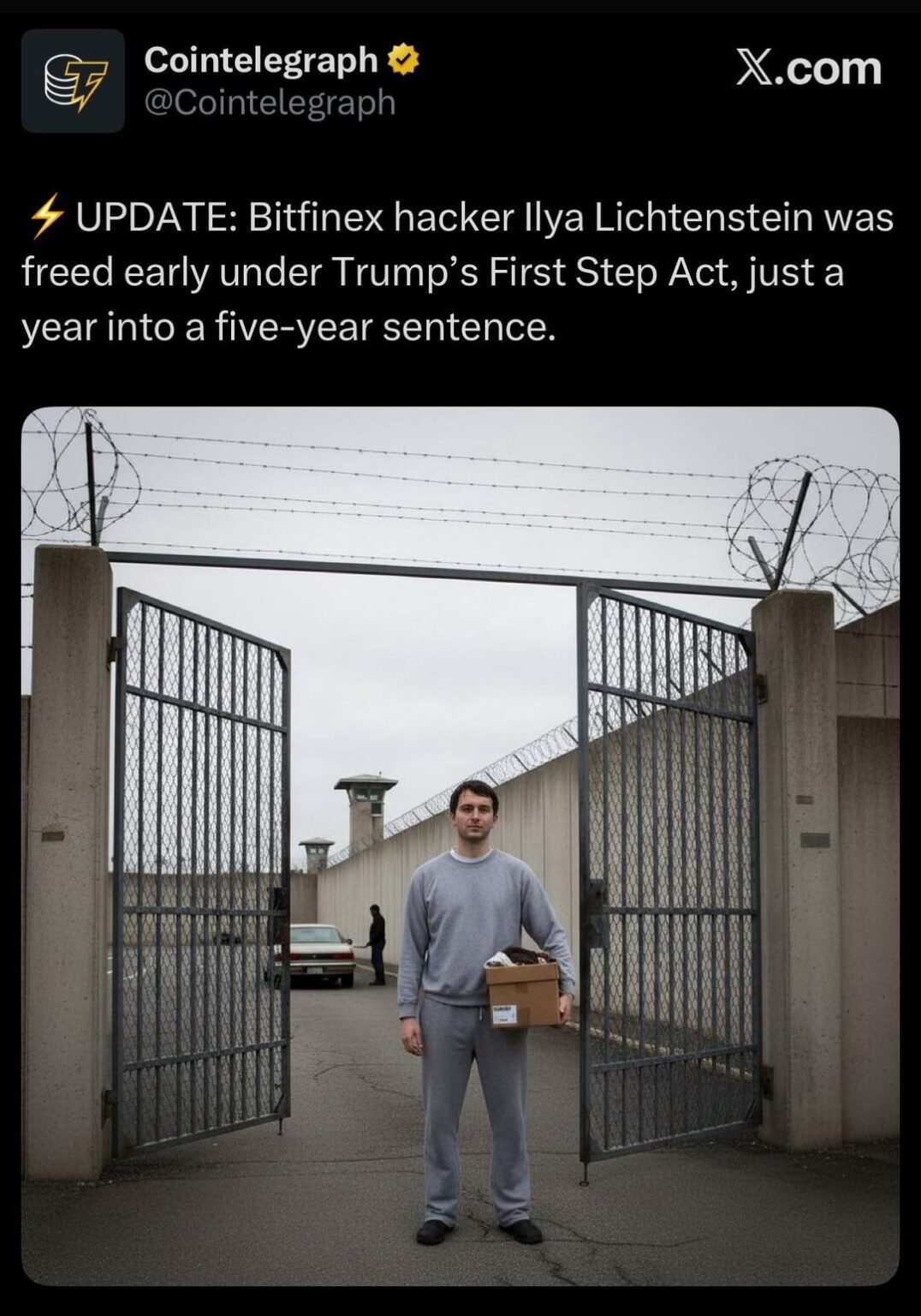 Bitfinex hacker Ilya Lichtenstein was freed early under Trump's First Step Act, just a year into a five-year sentence
