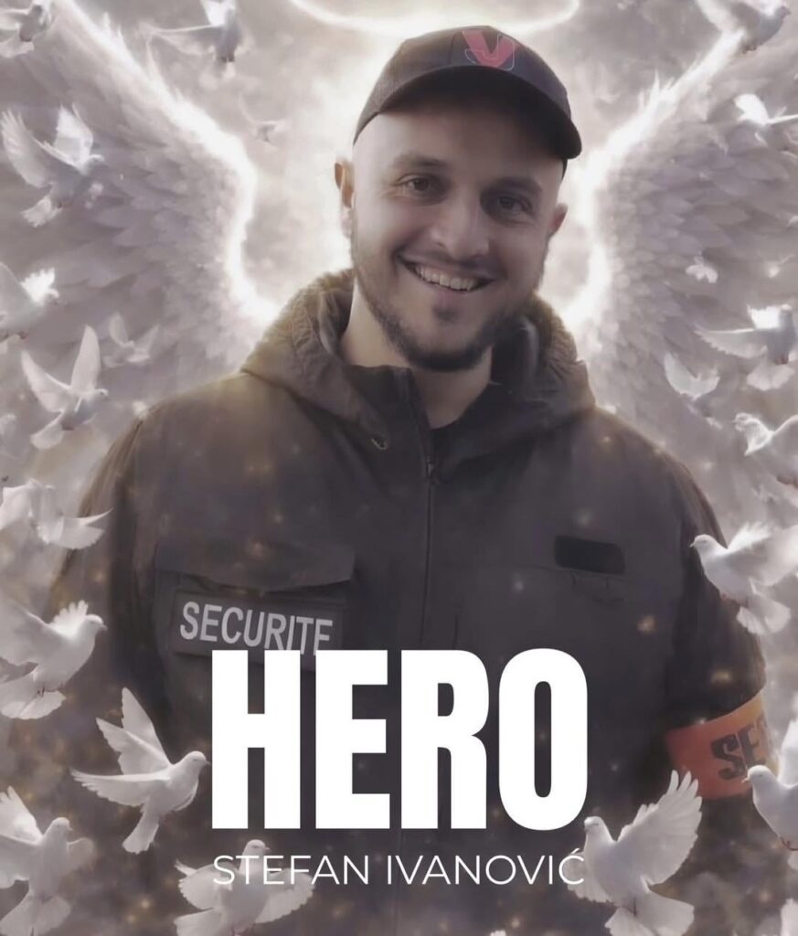 Stefan Ivanović, a security guard at a bar in Switzerland where a fire broke out on New Year's Eve, has died.