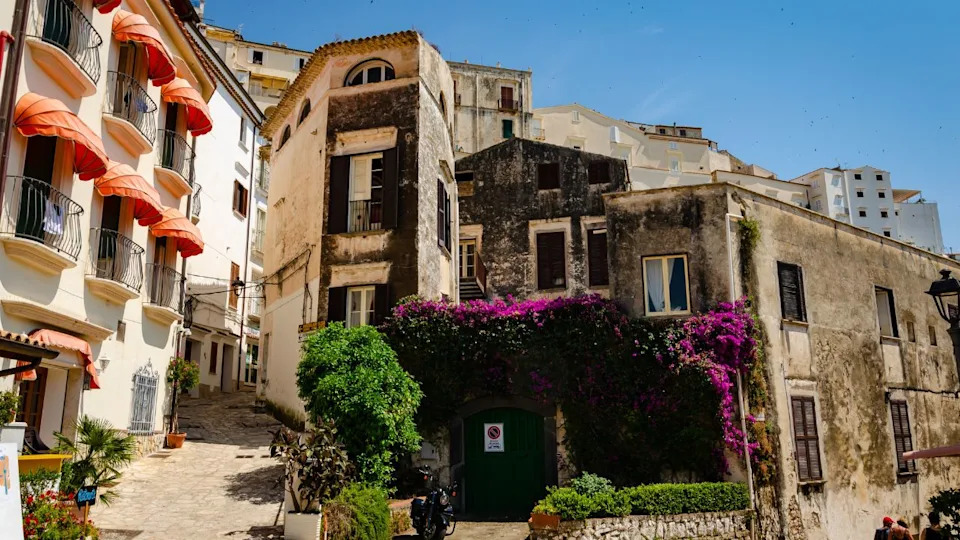 Sperlonga,Lazio\Italy- June 28, 2019: Beautiful archicture of Sperlonga near piazza Fontana in picturesque Sperlonga.