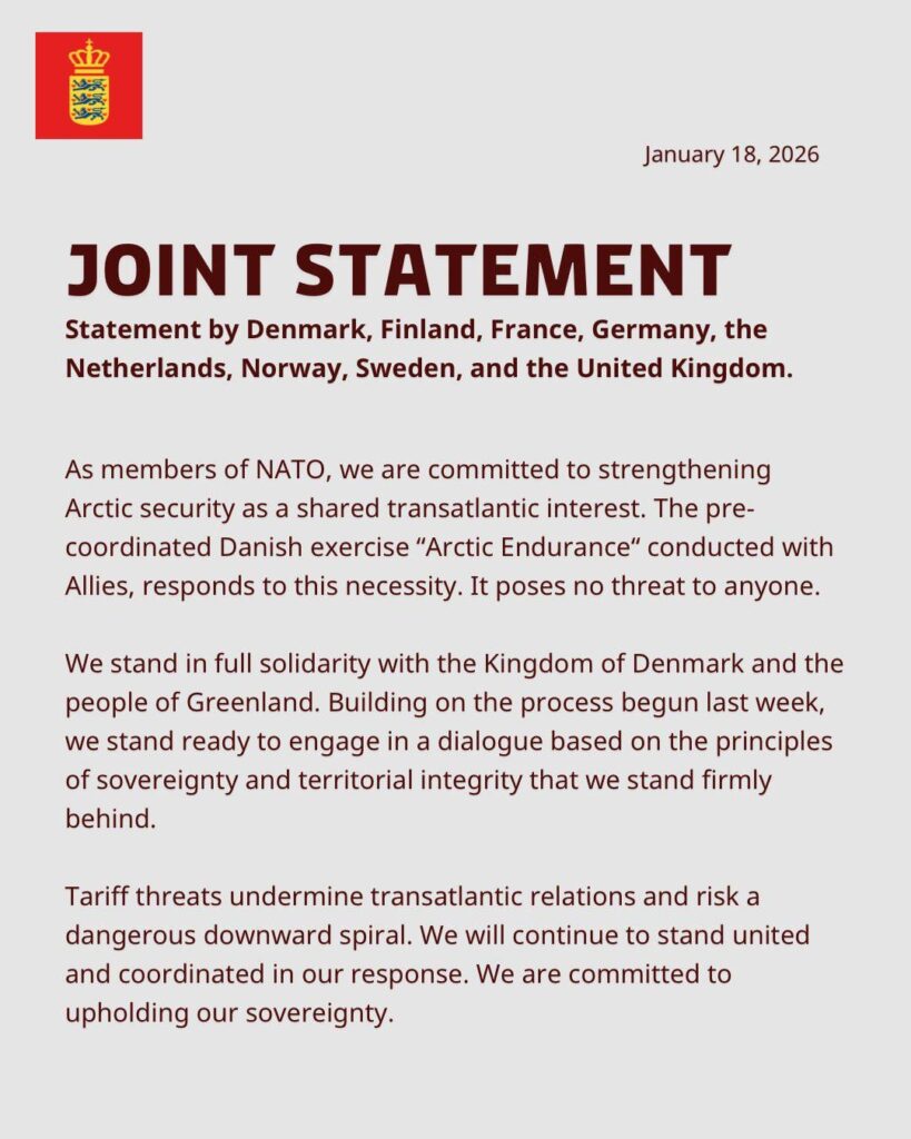 Joint statement by Denmark, Finland, France, Germany, the Netherlands, Norway, Sweden, and the United Kingdom