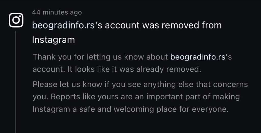 beogradinfo shut down
