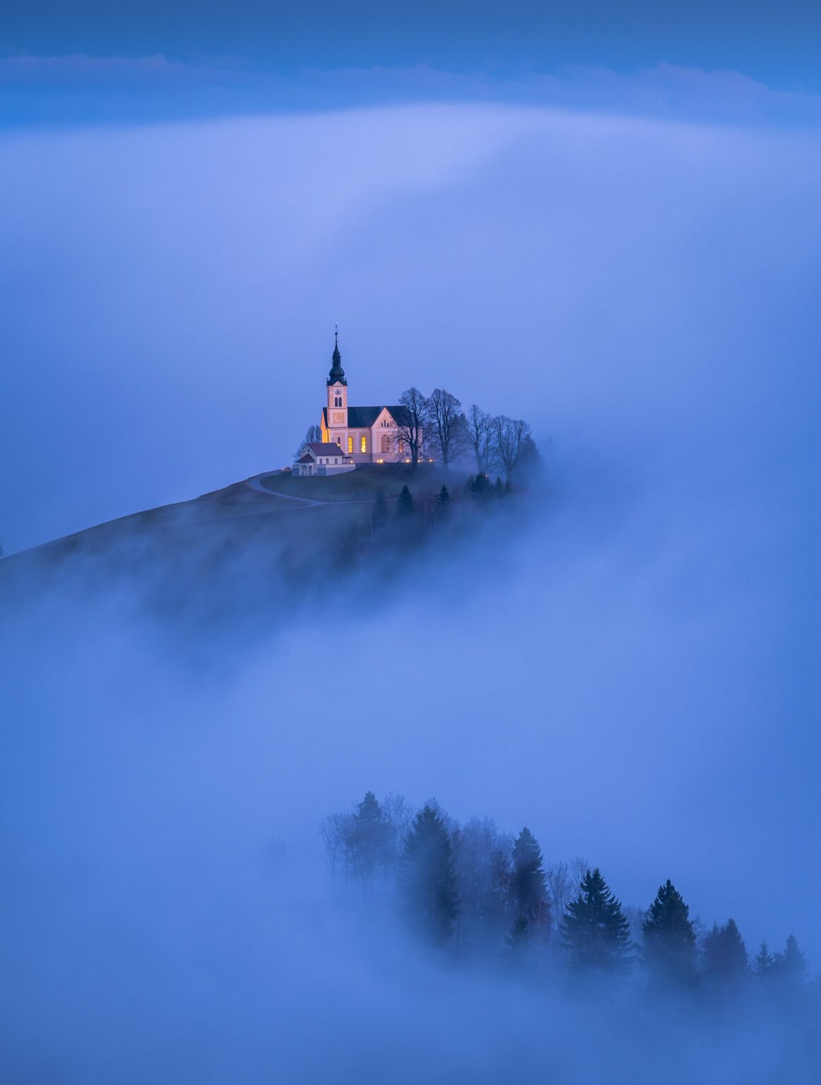 Church above the fog